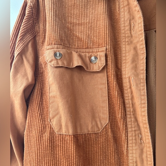 Forever 21 Cozy Rust Burnt Orange Corduroy Button-Up Shacket w/ Frayed Hem S - Picture 11 of 13